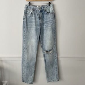 We the Free The Lasso Straight Leg Jeans Sz 28 Button Fly Boho Minimalist Basic